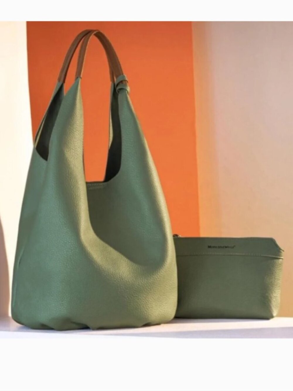 New NWOT Montana West Large Slouchy Hobo Bag with Pouch Sage Green